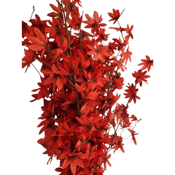 Artificial Red Maple Leaf Stems Fall Filler Floral Decor - Set Of 3 - Picture 10 of 14